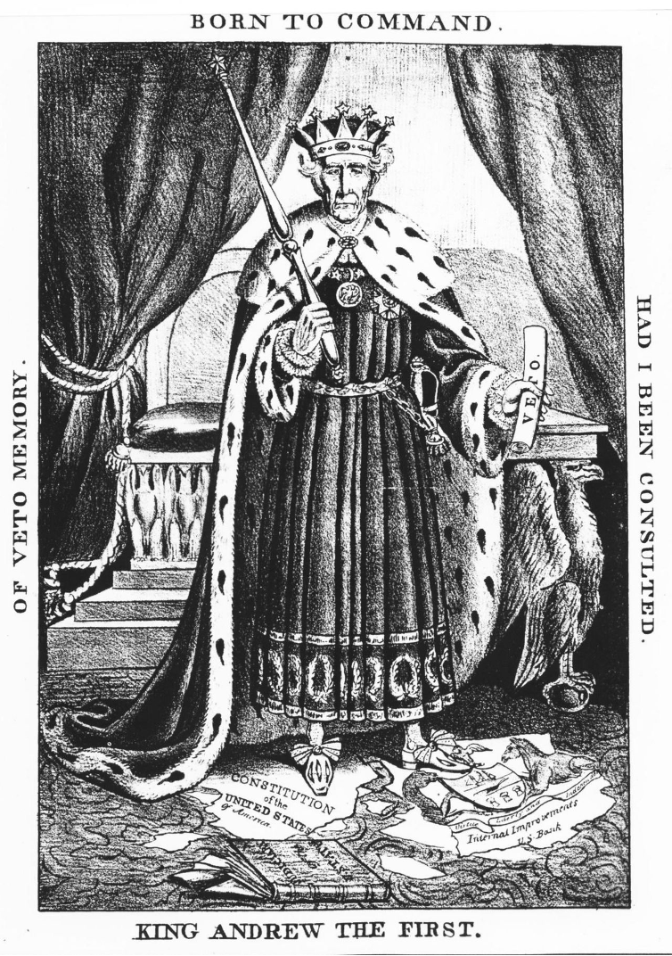 Caricature of Andrew Jackson as a despotic monarch